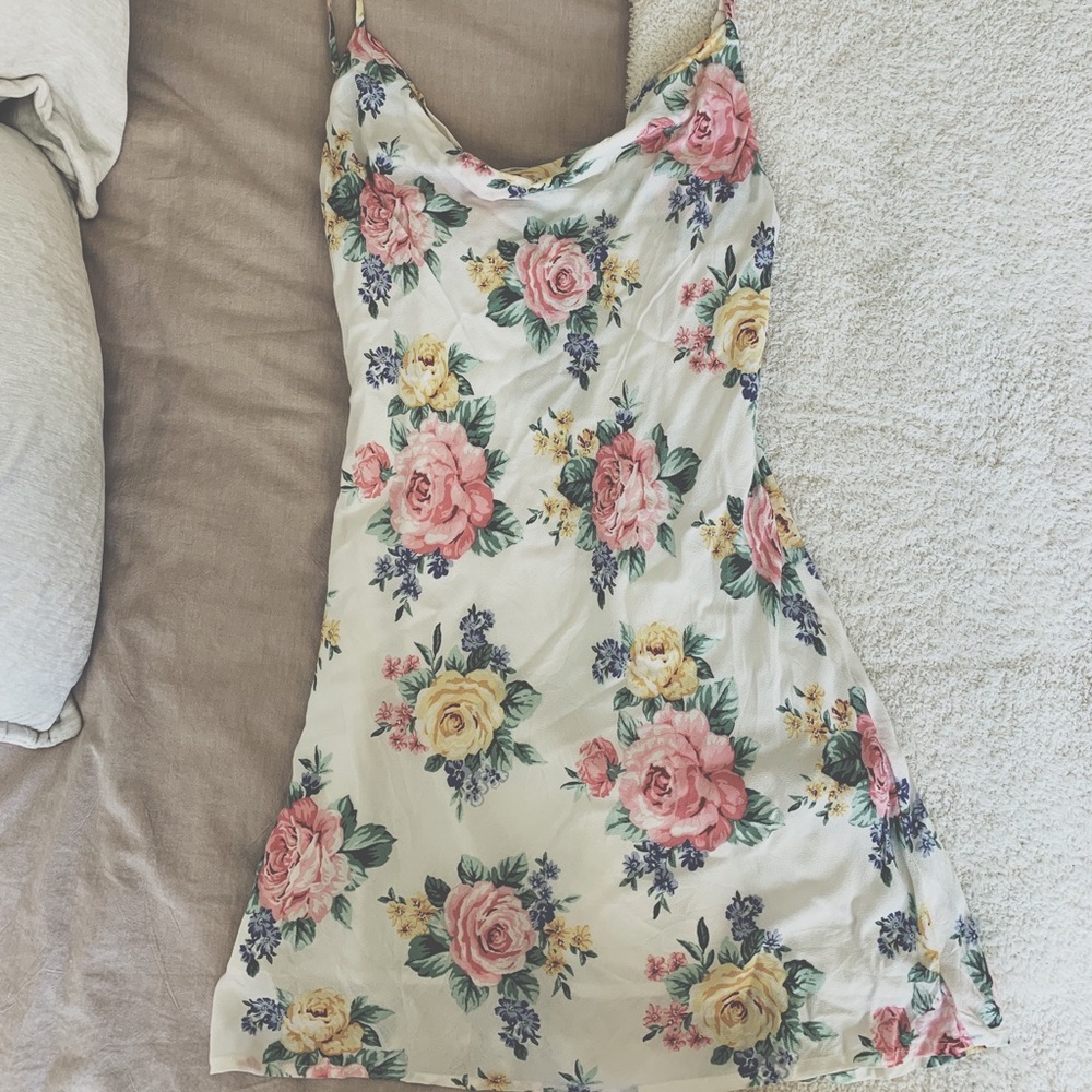 Cowl neck mini dress.
